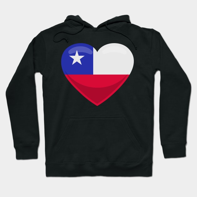 Chile Flag Heart Hoodie by SunburstGeo